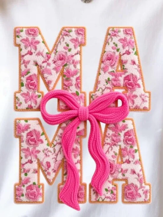 Faux Yarn Crochet Mama Shirt, Floral Mother’s Day Gift - Picture 2 of 3